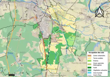 Carte des infrastructures et de l'occupation des sols de la commune en 2018 (CLC).