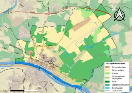 Carte des infrastructures et de l'occupation des sols de la commune en 2018 (CLC).