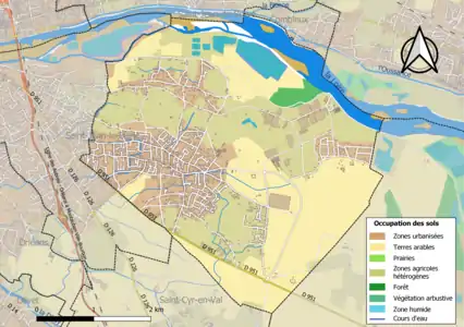 Carte des infrastructures et de l'occupation des sols de la commune en 2018 (CLC).