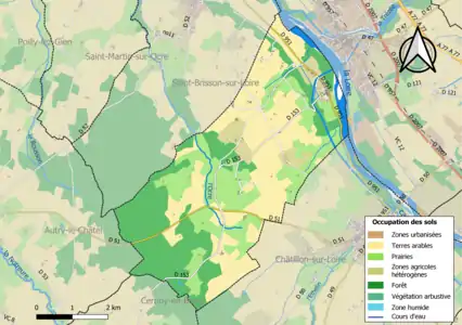 Carte des infrastructures et de l'occupation des sols de la commune en 2018 (CLC).