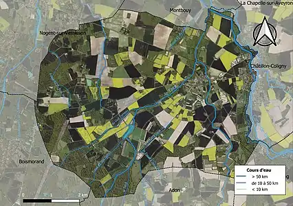 Carte orthophotographique de la commune en 2016.