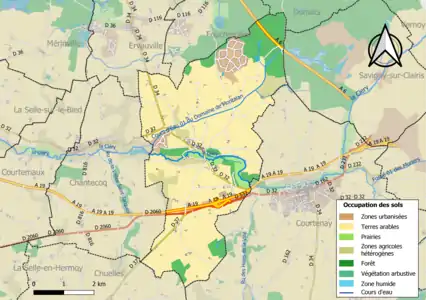 Carte des infrastructures et de l'occupation des sols de la commune en 2018 (CLC).