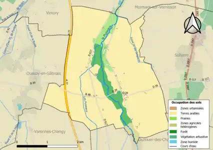 Carte des infrastructures et de l'occupation des sols de la commune en 2018 (CLC).