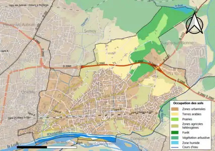 Carte des infrastructures et de l'occupation des sols de la commune en 2018 (CLC).