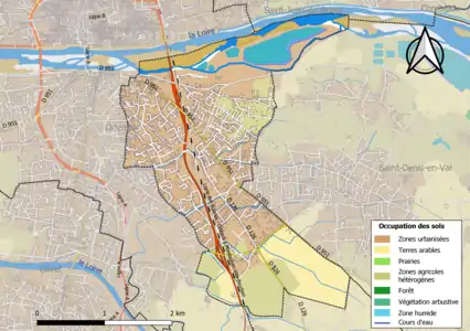 Carte des infrastructures et de l'occupation des sols de la commune en 2018 (CLC).