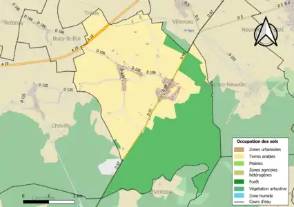 Carte des infrastructures et de l'occupation des sols de la commune en 2018 (CLC).