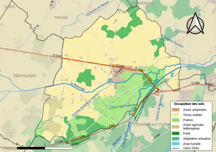 Carte des infrastructures et de l'occupation des sols de la commune en 2018 (CLC).