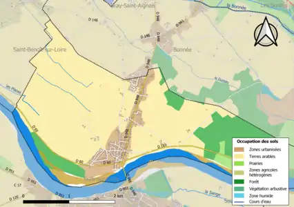 Carte des infrastructures et de l'occupation des sols de la commune en 2018 (CLC).