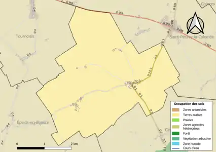 Carte des infrastructures et de l'occupation des sols de la commune en 2018 (CLC).