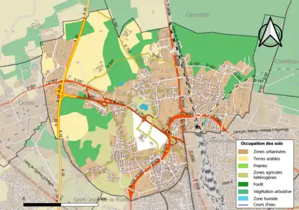 Carte des infrastructures et de l'occupation des sols de la commune en 2018 (CLC).