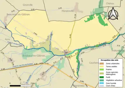 Carte des infrastructures et de l'occupation des sols de la commune en 2018 (CLC).