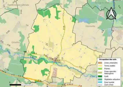 Carte des infrastructures et de l'occupation des sols de la commune en 2018 (CLC).