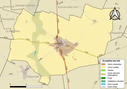 Carte des infrastructures et de l'occupation des sols de la commune en 2018 (CLC).