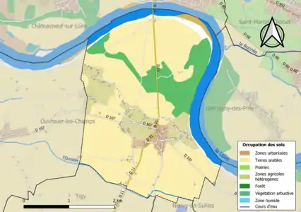 Carte des infrastructures et de l'occupation des sols de la commune en 2018 (CLC).