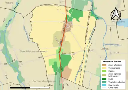 Carte des infrastructures et de l'occupation des sols de la commune en 2018 (CLC).