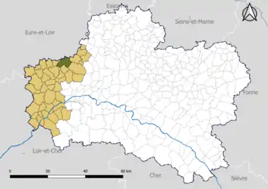 Sougy dans le Pôle d'équilibre territorial et rural (PETR) Loire Beauce en 2020.