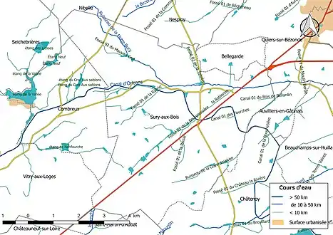 Réseau hydrographique de Sury-aux-Bois.