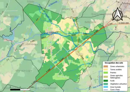 Carte des infrastructures et de l'occupation des sols de la commune en 2018 (CLC).