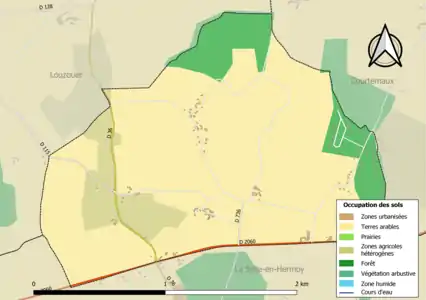 Carte des infrastructures et de l'occupation des sols de la commune en 2018 (CLC).