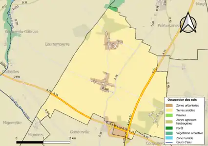 Carte des infrastructures et de l'occupation des sols de la commune en 2018 (CLC).