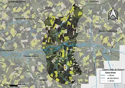 Carte orthophotographique de la commune en 2016.