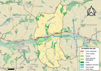 Carte des infrastructures et de l'occupation des sols de la commune en 2018 (CLC).