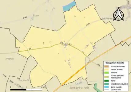 Carte des infrastructures et de l'occupation des sols de la commune en 2018 (CLC).