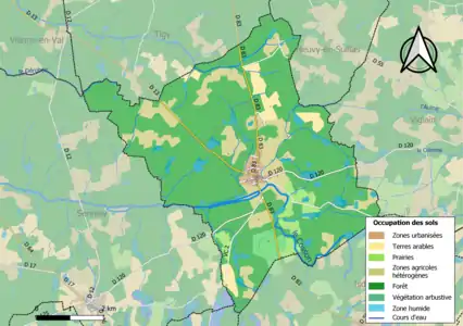 Carte des infrastructures et de l'occupation des sols de la commune en 2018 (CLC).