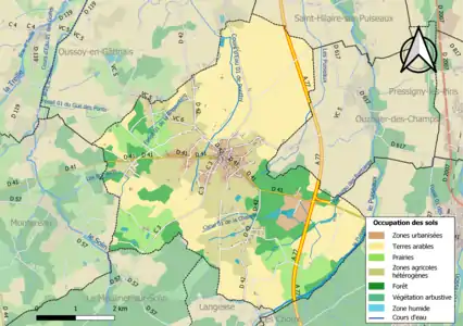 Carte des infrastructures et de l'occupation des sols de la commune en 2018 (CLC).