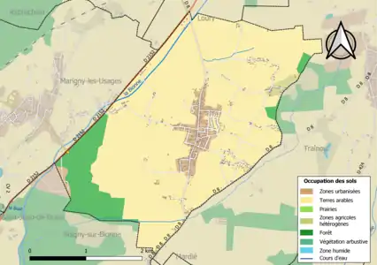 Carte des infrastructures et de l'occupation des sols de la commune en 2018 (CLC).