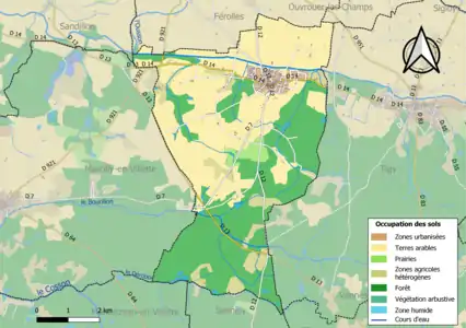 Carte des infrastructures et de l'occupation des sols de la commune en 2018 (CLC).