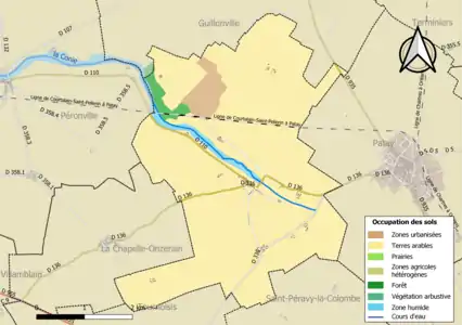 Carte des infrastructures et de l'occupation des sols de la commune en 2018 (CLC).