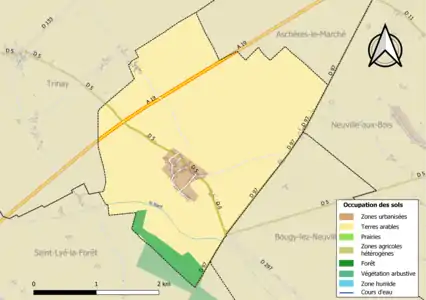 Carte des infrastructures et de l'occupation des sols de la commune en 2018 (CLC).