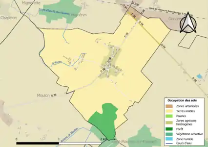 Carte des infrastructures et de l'occupation des sols de la commune en 2018 (CLC).