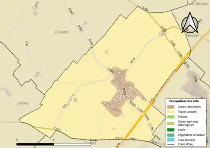 Carte des infrastructures et de l'occupation des sols de la commune en 2018 (CLC).