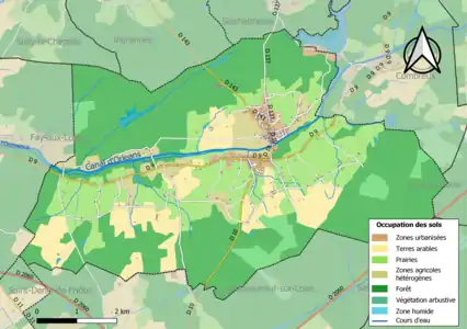 Carte des infrastructures et de l'occupation des sols de la commune en 2018 (CLC).