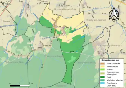 Carte des infrastructures et de l'occupation des sols de la commune en 2018 (CLC).