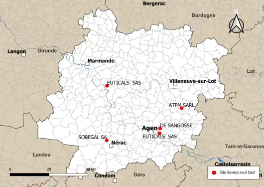 Carte des sites « Seveso seuil haut ».