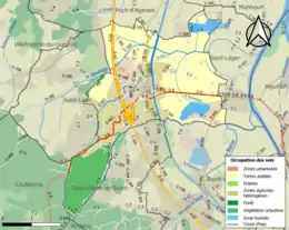 Carte en couleurs présentant l'occupation des sols.