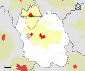 Localisation de l'aire d'attraction de Saint-Chély-d'Apcher dans le département de la Lozère.