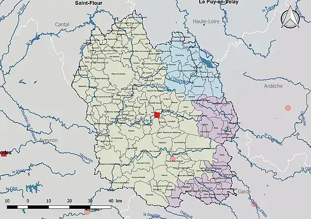 La Lozère est découpée en trois bassins DCE :  Adour-Garonne, Loire-Bretagne et Rhône-Méditerranée.