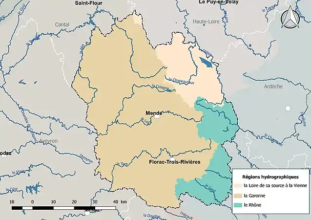 La Lozère est découpé en trois régions hydrographiques.