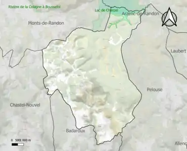 Carte de la ZNIEFF de type 1 sur la commune.