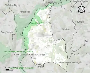 Carte de la ZNIEFF de type 1 sur la commune.