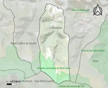 Carte de la ZNIEFF de type 1 sur la commune.