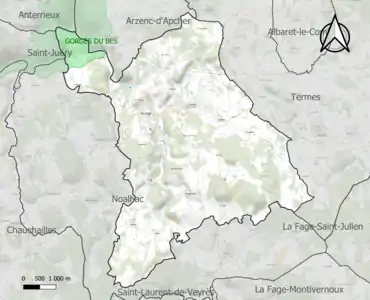 Carte de la ZNIEFF de type 1 sur la commune.