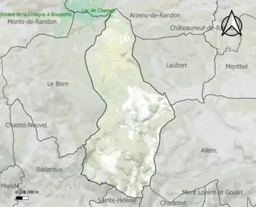 Carte de la ZNIEFF de type 1 sur la commune.