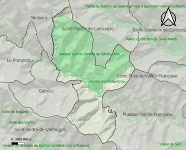 Carte des ZNIEFF de type 1 sur la commune.