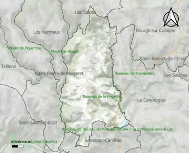 Carte des ZNIEFF de type 1 sur la commune.