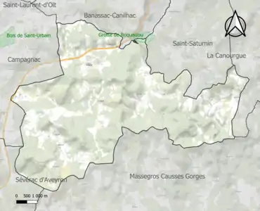 Carte de la ZNIEFF de type 1 sur la commune.